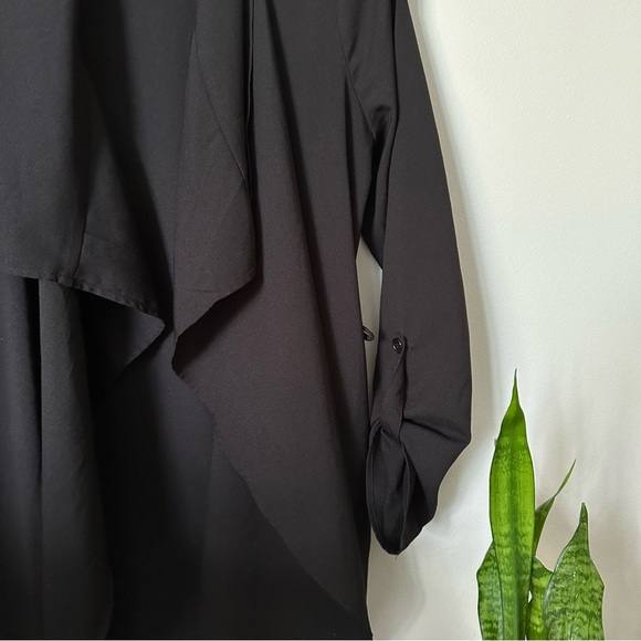 Waterfall Open Front Black Jacket Cardigan Spring - Picture 4 of 8